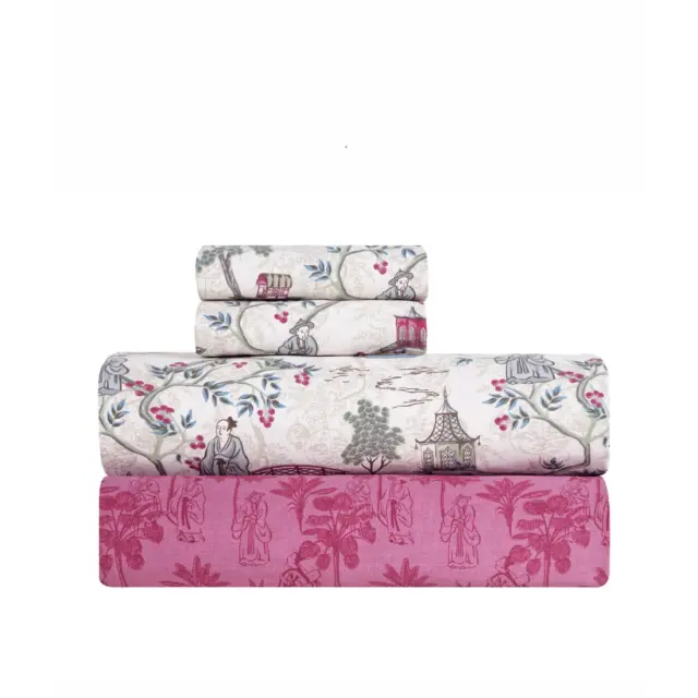 Σετ Σεντόνια King Size 4 Τεμαχίων Kentia Ugetsu 15 Beige-Green-Blue-Old Rose 270x270 3