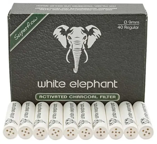 Elephant Active Charcoal Φιλτράκια για Πίπα καπνού - 9mm 40 τεμ. 2