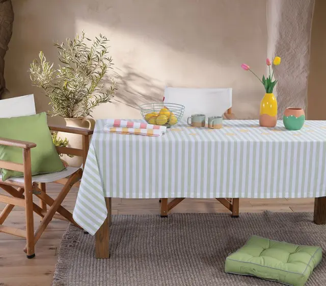 ΑΛΕΚΙΑΣΤΟ ΤΡΑΠΕΖΟΜΑΝΤΗΛΟ LEMONADE 140Χ180 NEF-NEF HOMEWARE, 100% BAMBAKI - MINT (039495)