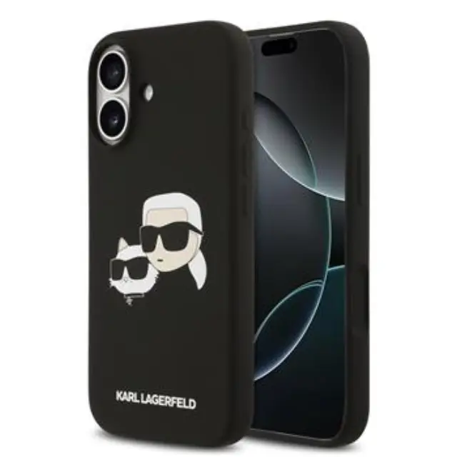 Karl Lagerfeld Liquid Silicone Double Heads MagSafe Case for iPhone 17 Black