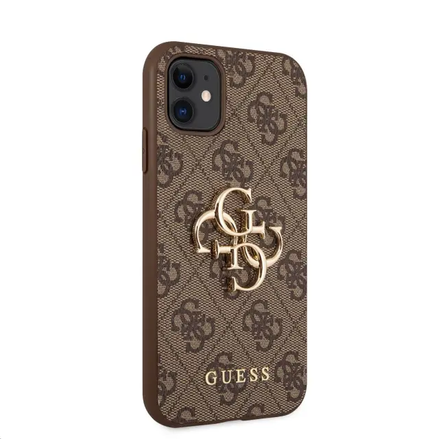 Guess PU 4G Metal Logo Case for iPhone 11 Brown 3