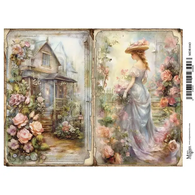 Ριζόχαρτο Maja's Memories, 30x42cm, Το σπίτι με τα λουλούδια, MDR1043