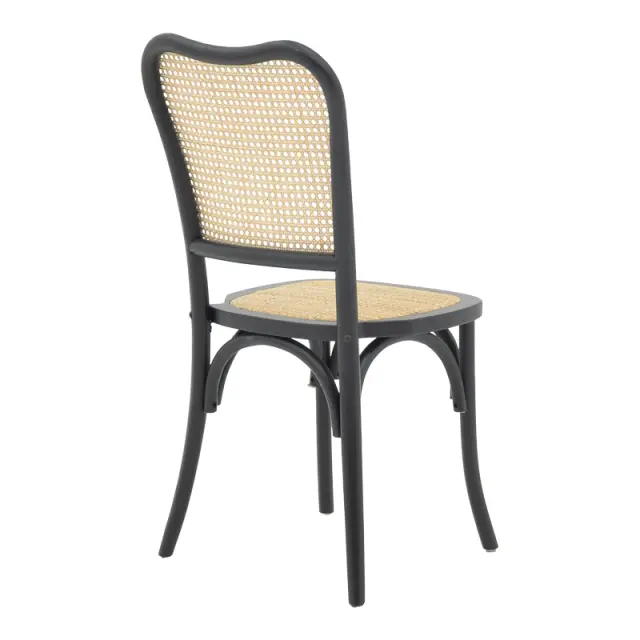 Καρέκλα στοιβαζόμενη Zozele pakoworld φυσικό rattan pe-μαύρο toon wood 45x51x88εκ 2