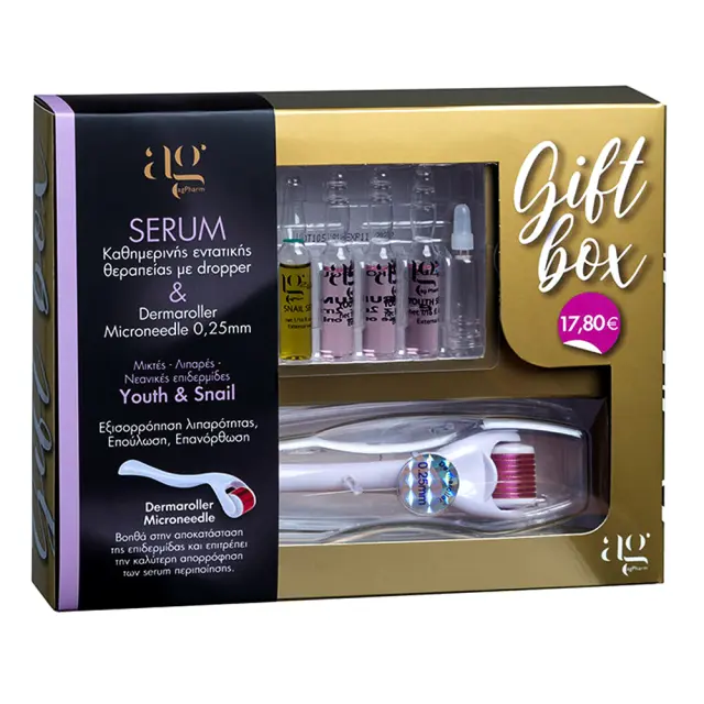 Ag Pharm Gift Box Youth Serum 2ml 3τμχ, Snail Serum 2ml 2τμχ & Derma Roller System 540 Needles DRS25 (0.25mm) 1τμχ
