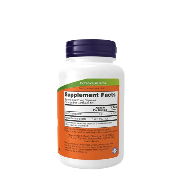 Now Foods Panax Ginseng 500 mg 250 Capsules 2