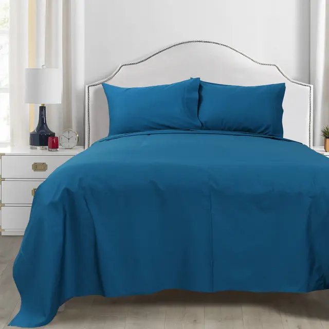 Σετ Σεντόνια 180x200+37 King Size Beauty Home 4 Seasons 12000 Petrol Με Λάστιχο100% Βαμβακοσατέν