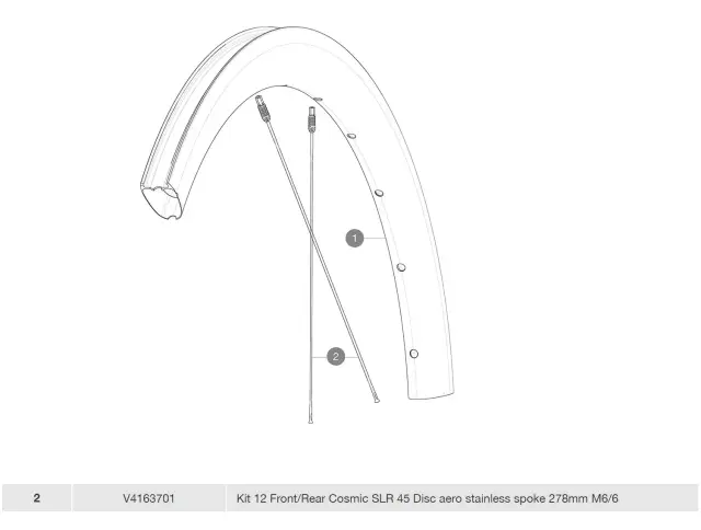 ΑΚΤΙΝΕΣ MAVIC COSMIC SLR 45 DISC AERO STAINLESS 278mm M6/6 ΕΜΠΡΟΣ/ΠΙΣΩ