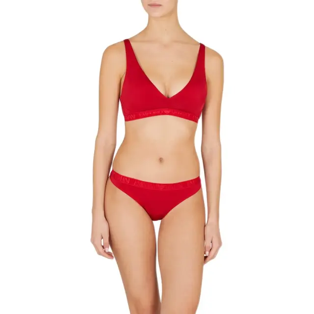 Emporio Armani Γυναικείο String Full Waistband Logo - Διπλό Πακέτο, Χρώμα Κόκκινο-Κόκκινο