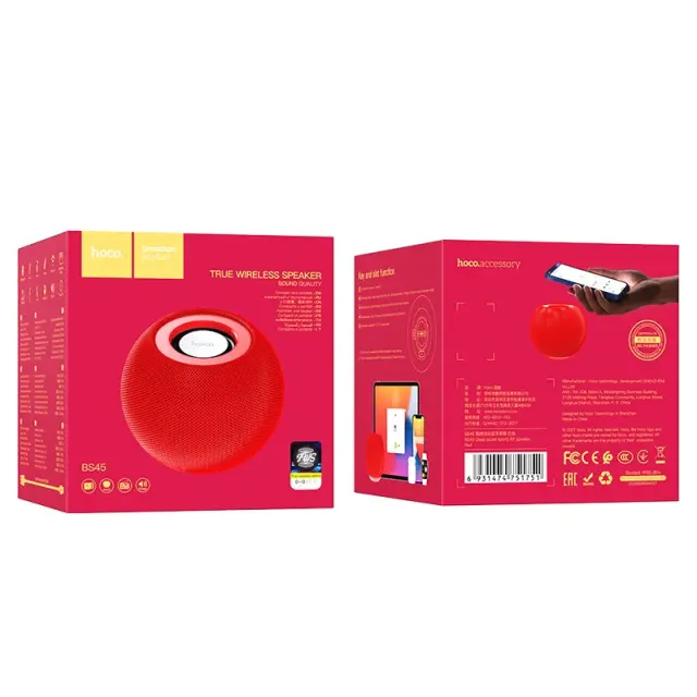 Φορητό Ηχείο Wireless Hoco BS45 Deep Sound Sports V5.0 TWS 5W 500mAh με Ενσωματωμένο Μικρόφωνο FM USB AUX θύρα Micro SD Κόκκινο 2