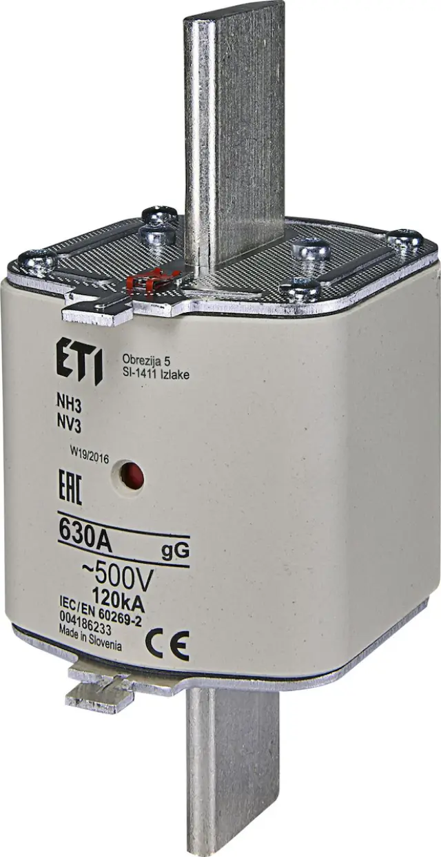 NH Fuse NH3 gG, 630A, 500V AC, 250V DC, AC 120kA