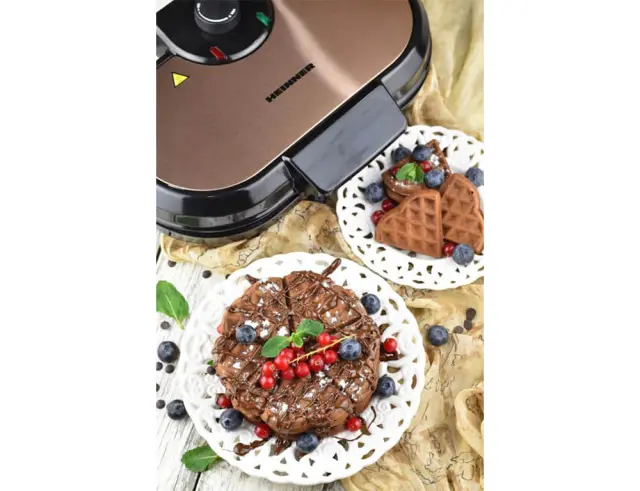 Βαφλιέρα Heinner Copper Crown HWF-1000CR με ισχύ 1000W, Αντικολλητικές πλάκες και 2 θέσεις ψησίματος HWF-1000CR 3