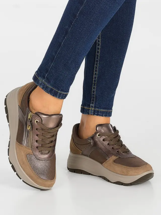 Imac Sneakers Γυναικείο δέρμα/δέρμα Nubuck Καφέ IMA/856870 FANGO 2