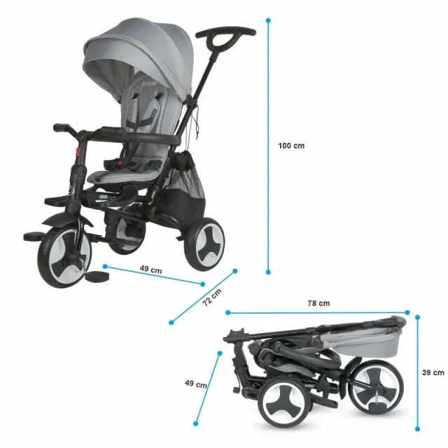 Coccolle Spectra Plus Premium Line Αναδιπλούμενο Τρίκυκλο Ποδήλατο Neutral Grey 10+ Μηνών 3