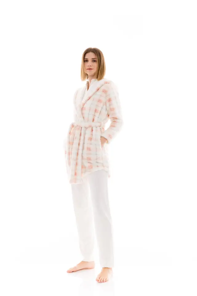 W1483 - Type - ROBE HOOD FLEECE PLAID 3