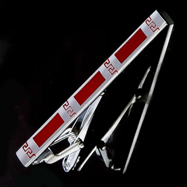 Ασημί Κόκκινο Κλιπ Γραβάτας 6 cm με Σμάλτο – LGD-TC/63/ENAMEL 2