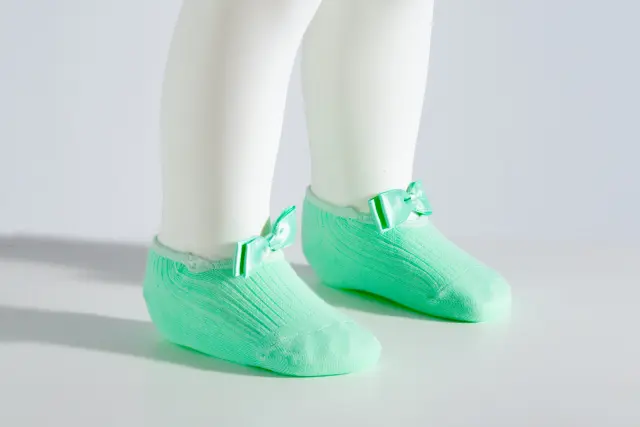 Socks Sous Bas με Λαστιχο + Φιογκάκι Λαχανί
