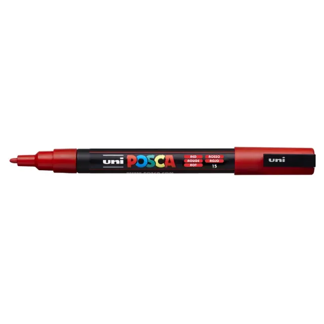 Μαρκαδόρος Σχεδίου Uni Posca PC-3M με πάχος μύτης 0.9-1.3mm - RedPC-3M(E) - KOKKINO