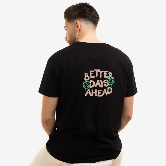 T-shirt Noshame® Μαύρο με τύπωμα Better Days Ahead - 122427 - XXL
