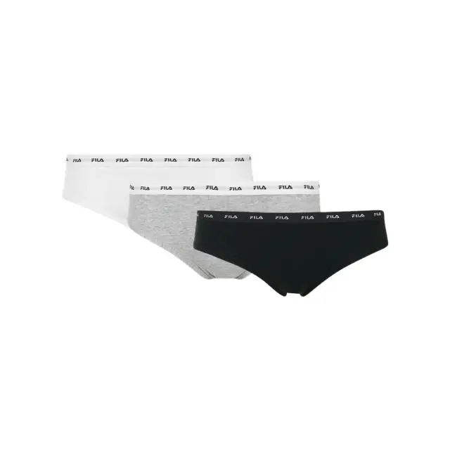 FILA Γυναικείο Slip Elastic Band - Τριπλό Πακέτο, Χρώμα Μαύρο-Λευκό-Γκρι
