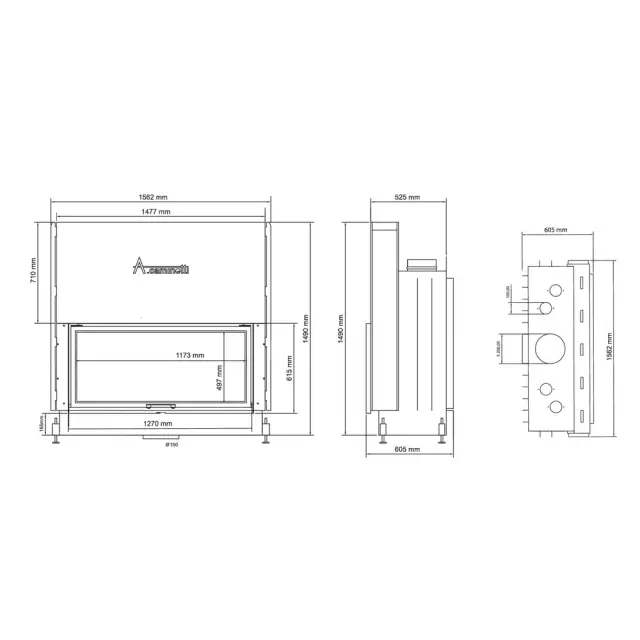 A.caminetti FLAT 120x50 Ενεργειακό Τζάκι Ξύλου 2