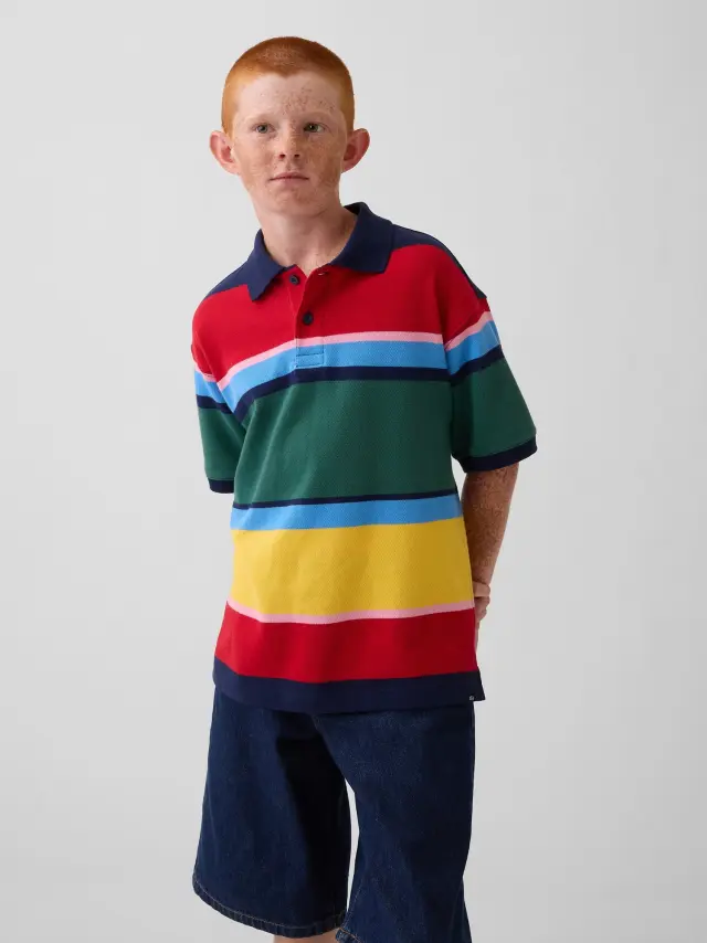 Παιδική Μπλούζα Polo Χαλαρής Γραμμής Multi stripe