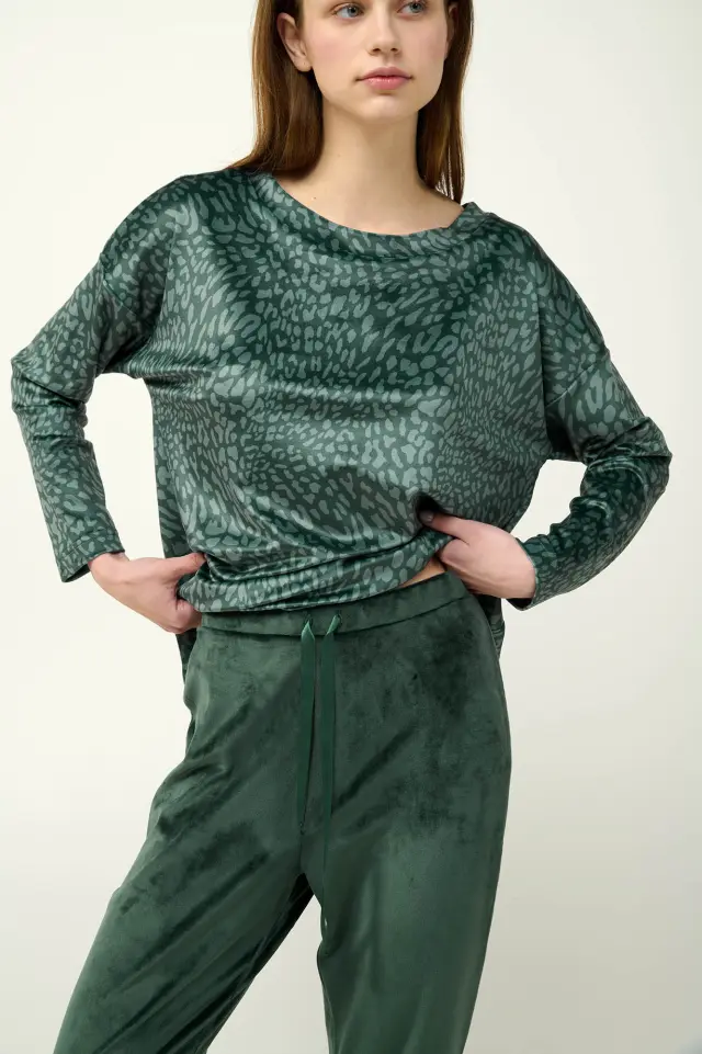 Γυναικεία Φόρμα Βελουτέ Σετ Vamp 23101 GREEN TEAL 2