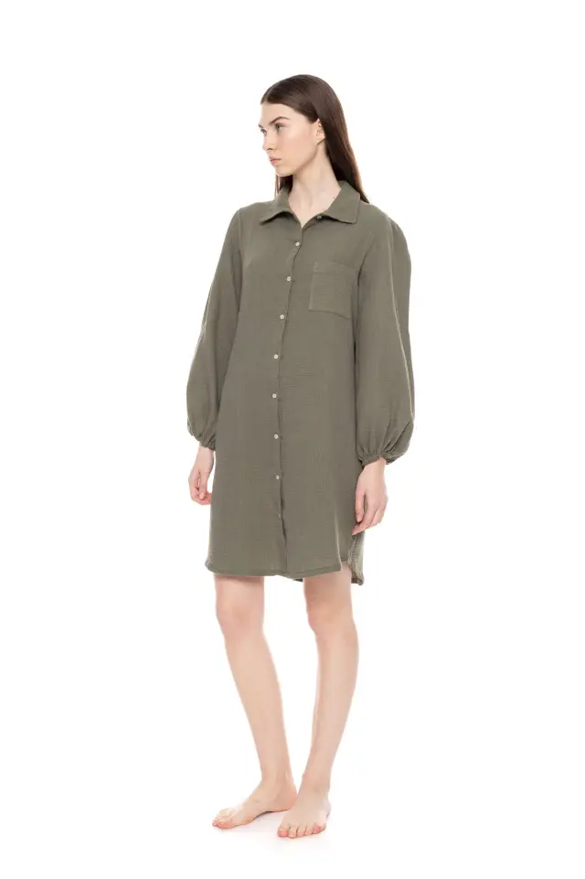 W1698 - Oil Green - NIGHTGOWN BUTTONED ELEGANT 2