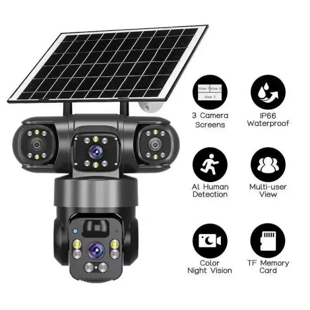 Ηλιακή κάμερα ασφαλείας IP τριπλή - 4G - Security Camera - Q20 - 020331 2