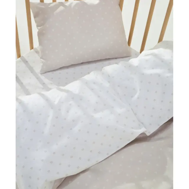 Σετ Σεντόνια Φανελένια Λίκνου 2 Τεμαχίων Kentia Mary 26 Beige-White 70x120 2