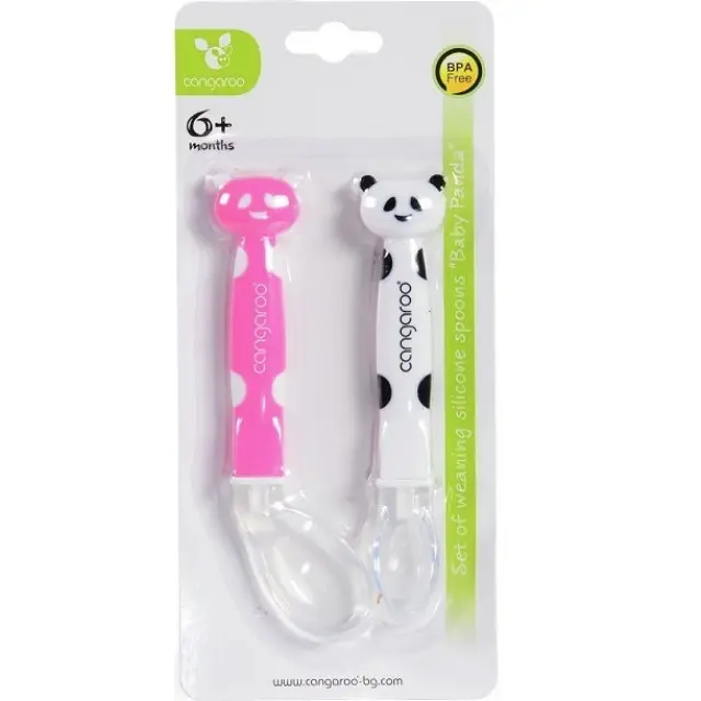 Κουταλάκια Σιλικόνης 2τμχ Panda Pink Cangaroo F1607 3800146261863