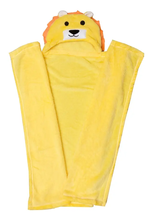 Κουβέρτα Αγκαλιάς 76Χ100 Fleece Με Κουκούλα Viopros 86 Κίτρινο