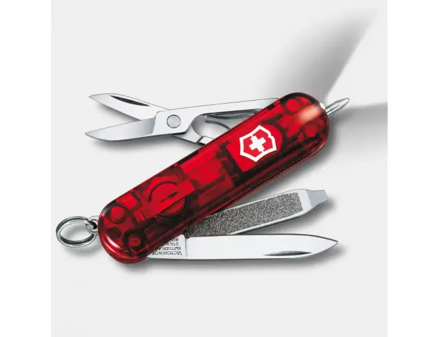 Ελβετικός Σουγιάς Victorinox Signature Lite με 7 λειτουργίες και μήκος 5.8cm - Red Transparent0.6226.T