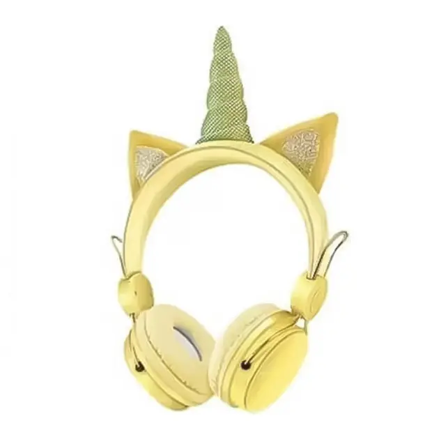 AH805 Unicorn Ασύρματα/Ενσύρματα On Ear Παιδικά Ακουστικά (Διάφορα Χρώματα) - ΚΙΤΡΙΝΟ