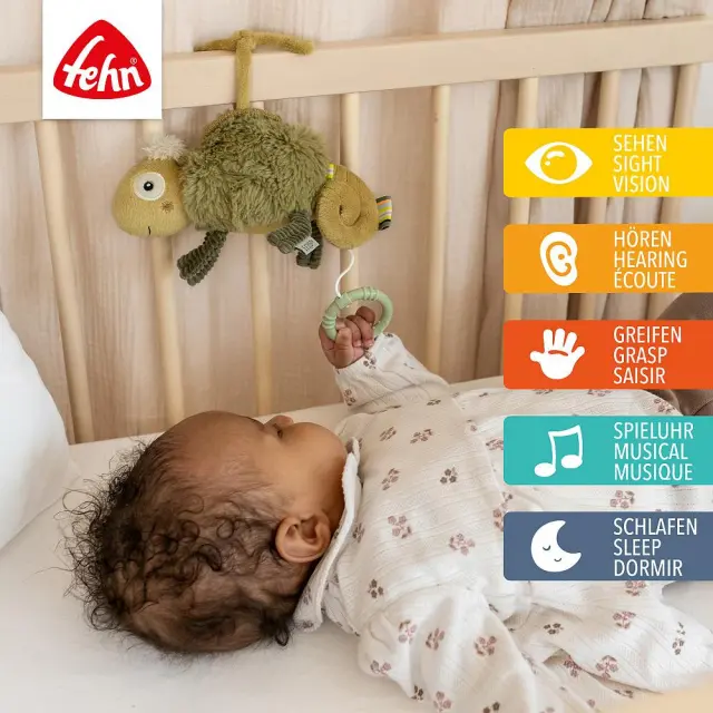 Λούτρινο μουσικό αγκαλιάς Fehn & βοήθημα ύπνου χαμαιλέοντας 3