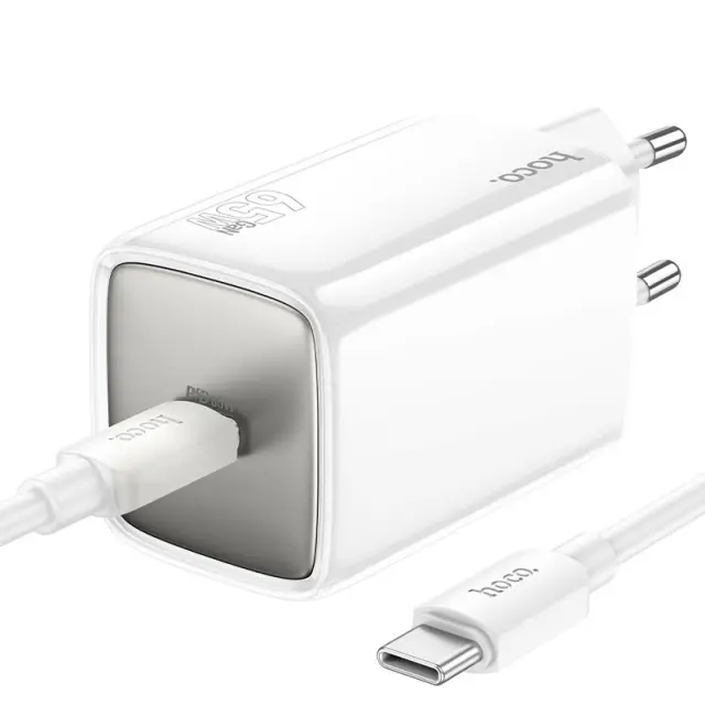 Hoco Φορτιστής με Θύρα USB-C και Καλώδιο USB-C 65W Λευκός N48