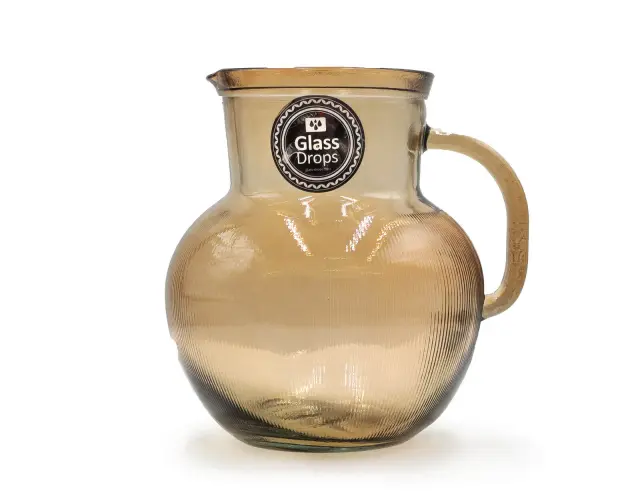 Κανάτα με χερούλι Glass Drops Ribbed (3198DB04) Από ανακυκλωμένο γυαλί, Χωρητικότητας 2.3L, Διαστάσεων Ø 20 x Υ 20 cm, Cinnamon 3198DB04 3