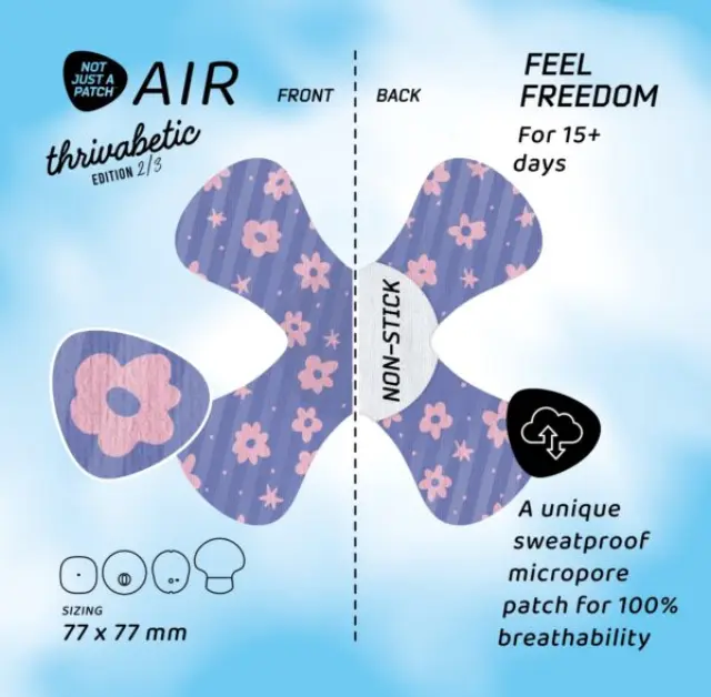 Not Just a Patch X-Mini Air Thrivabetic Αδιάβροχα Αυτοκόλλητα για Αισθητήρες Freestyle Libre 2 Plus, Dexcom G7, Dexcom ONE+, Medtronic Guardian, Sibionics, Syai Ultra & Medtrum TouchCare Nano 10τμχ - BloomBerry Violet 2