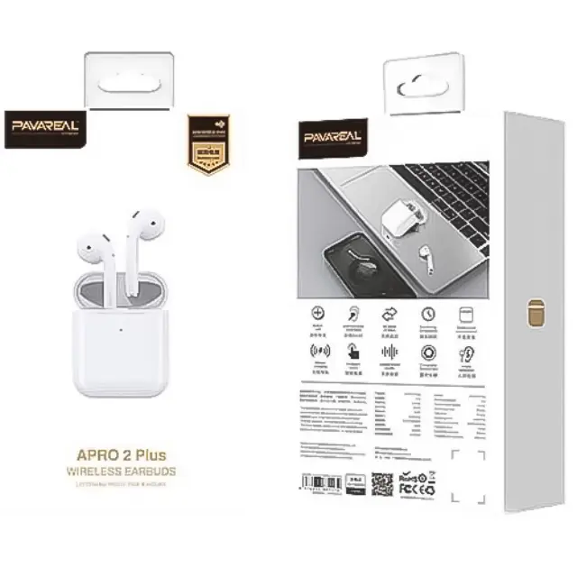 Pavareal In-ear Bluetooth Handsfree Ακουστικά με Θήκη Φόρτισης Άσπρα Apro 2 Plus 2