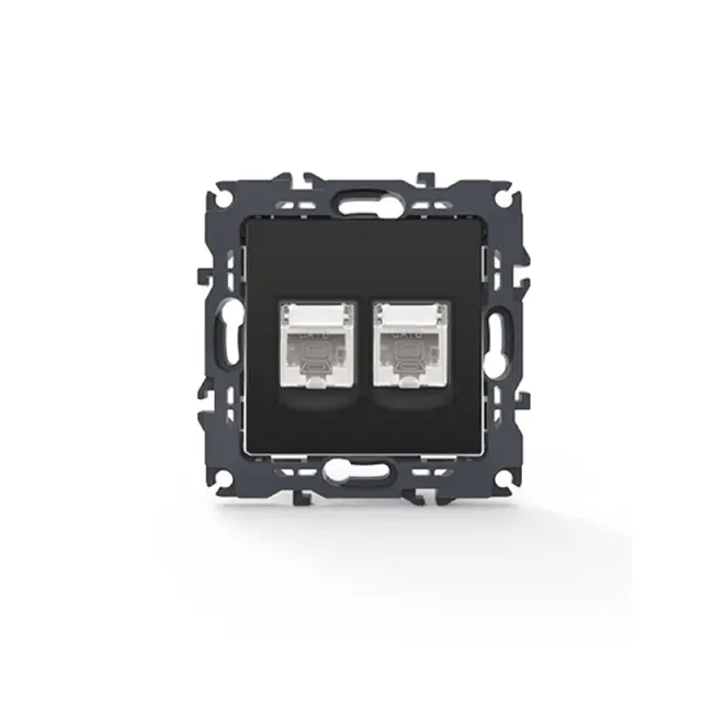 PRIME ΠΡΙΖΑ ΔΙΚΤΥΟΥMAT ΑΝΘΡΑΚΙ ΜΕ ΒΥΣΜΑ 2XRJ45 CAT6 UTP IP20 / 1000113305
