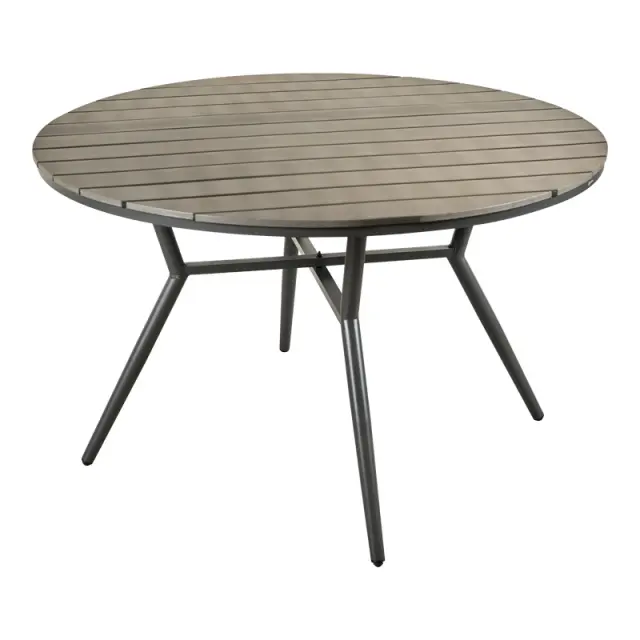 Τραπέζι Appa pakoworld αλουμίνιο και plywood σε ανθρακί απόχρωση Φ120x74εκ 2