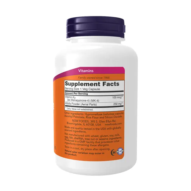 Now Foods Vitamin K-2 100 mcg 250 Veg Capsules 2