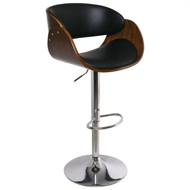 Σκαμπό Bar JOY Καρυδί/Μαύρο PU/Ξύλο/Μέταλλο 58x51x62/92-83/113cm
