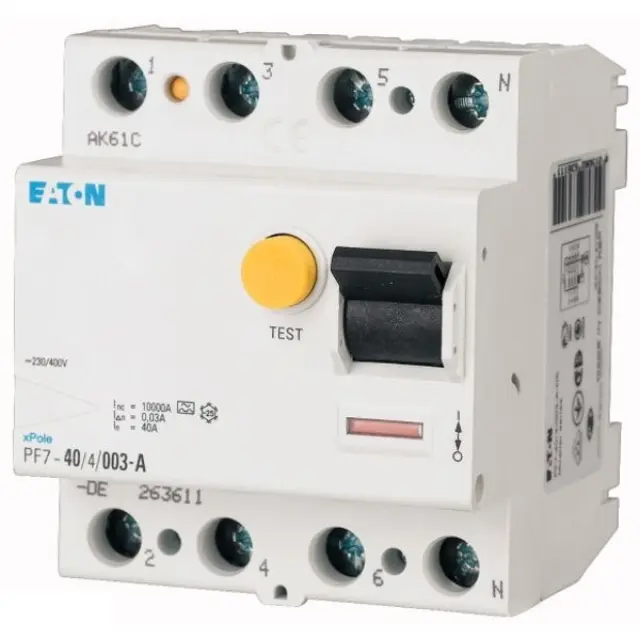 PF7-25/4/003-A Residual current circuit breaker (RCCB), 25A, 4 p, 30mA, type A