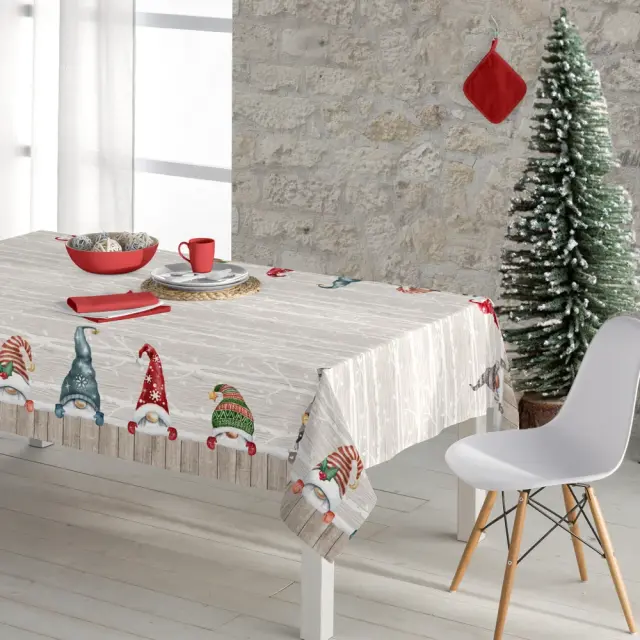 Τραπεζομάντηλο Χριστουγεννιάτικο Gnomos 140 x 180 Μπεζ 140 x 180 cm Μπεζ 140 x 180 cm