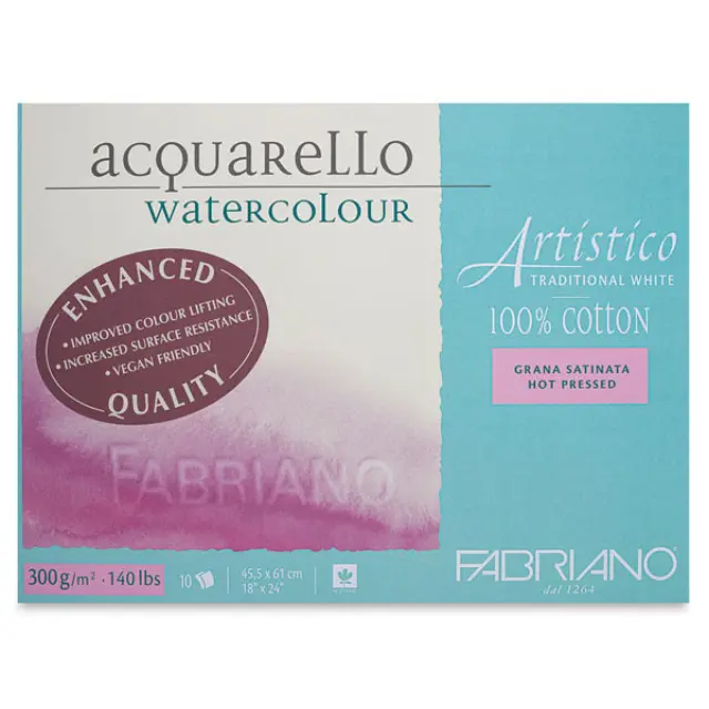 Μπλοκ Fabriano Artistico Ακουαρέλας H.P. (Λεία Επιφάνεια) Tr. White 300g/m² Enhanced - 26x36cm - 20 Φύλλα