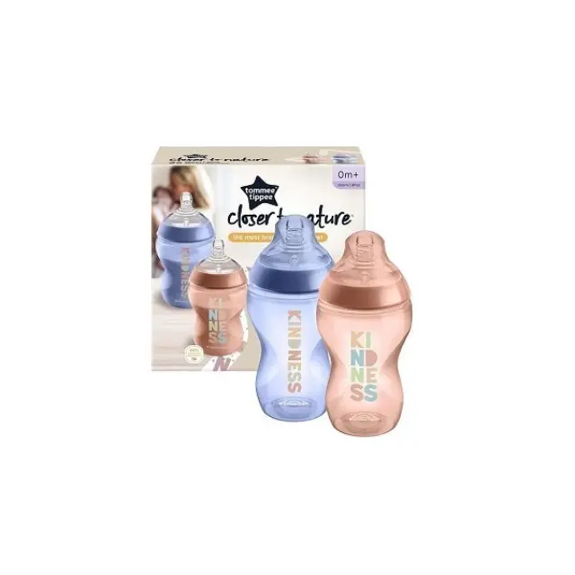 Tommee Tippee Closer to Nature Μικρή Ροή Μπιμπερό Pip the Panda 0m+ 2x260ml