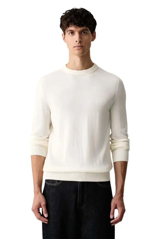 Hugo Boss - Ανδρικό Πλεκτό Πουλόβερ Avac_C1 50578034-131 Εκρού