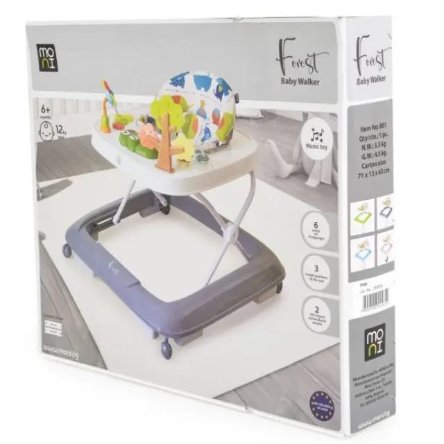 Moni Baby Walker Forest Grey Στράτα Μωρού Forest Γκρι 3800146244668 3