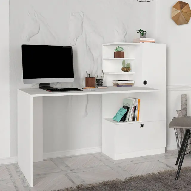 Γραφείο εργασίας Merino Megapap χρώμα λευκό 149,5x61,8x120εκ.