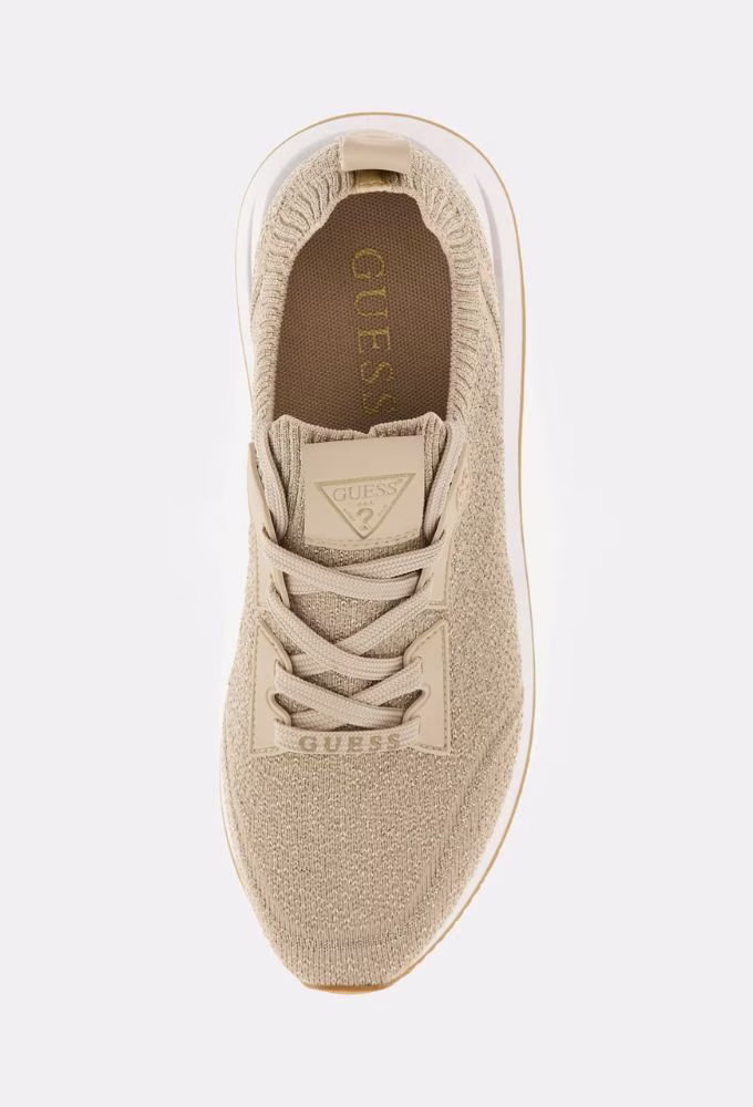 Guess Sneakers Πλεκτό Running Esti Μπεζ Χρυσό Χρυσό 3
